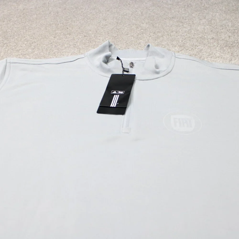 Adidas Sweatshirt NWT Mens 2XL XXL Gray ClimaLite‎ 1/4 Zip Pullover FIAT Logo